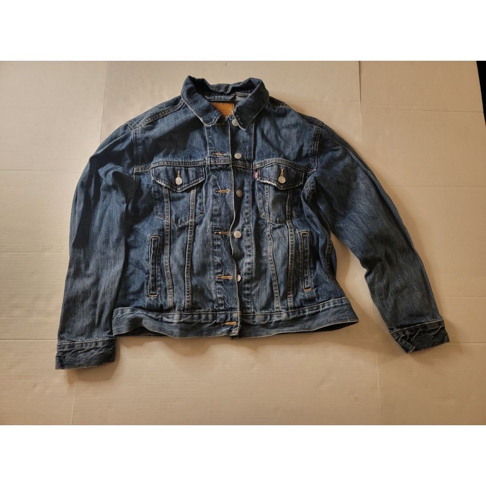 Levi's Strauss‎ Jean Button Jacket Women Medium Blue Denim Trucker Pockets 2006